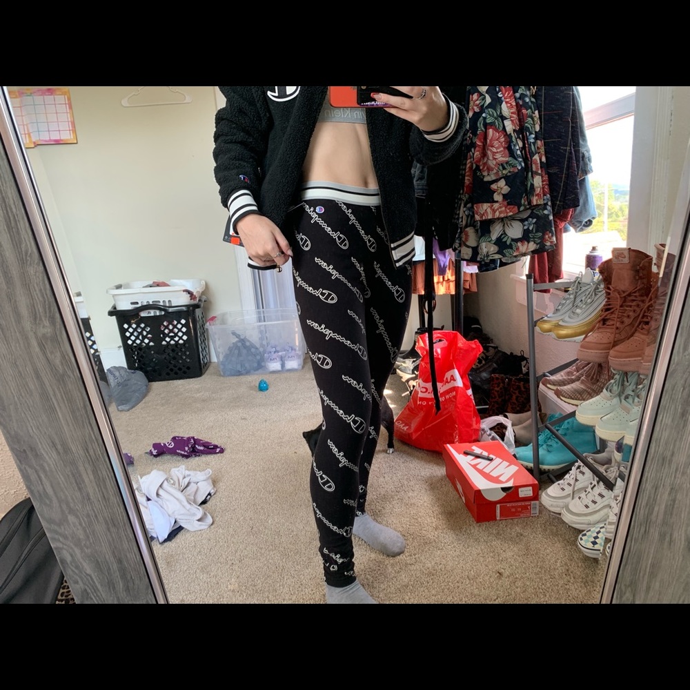 Purple or black champion leggings